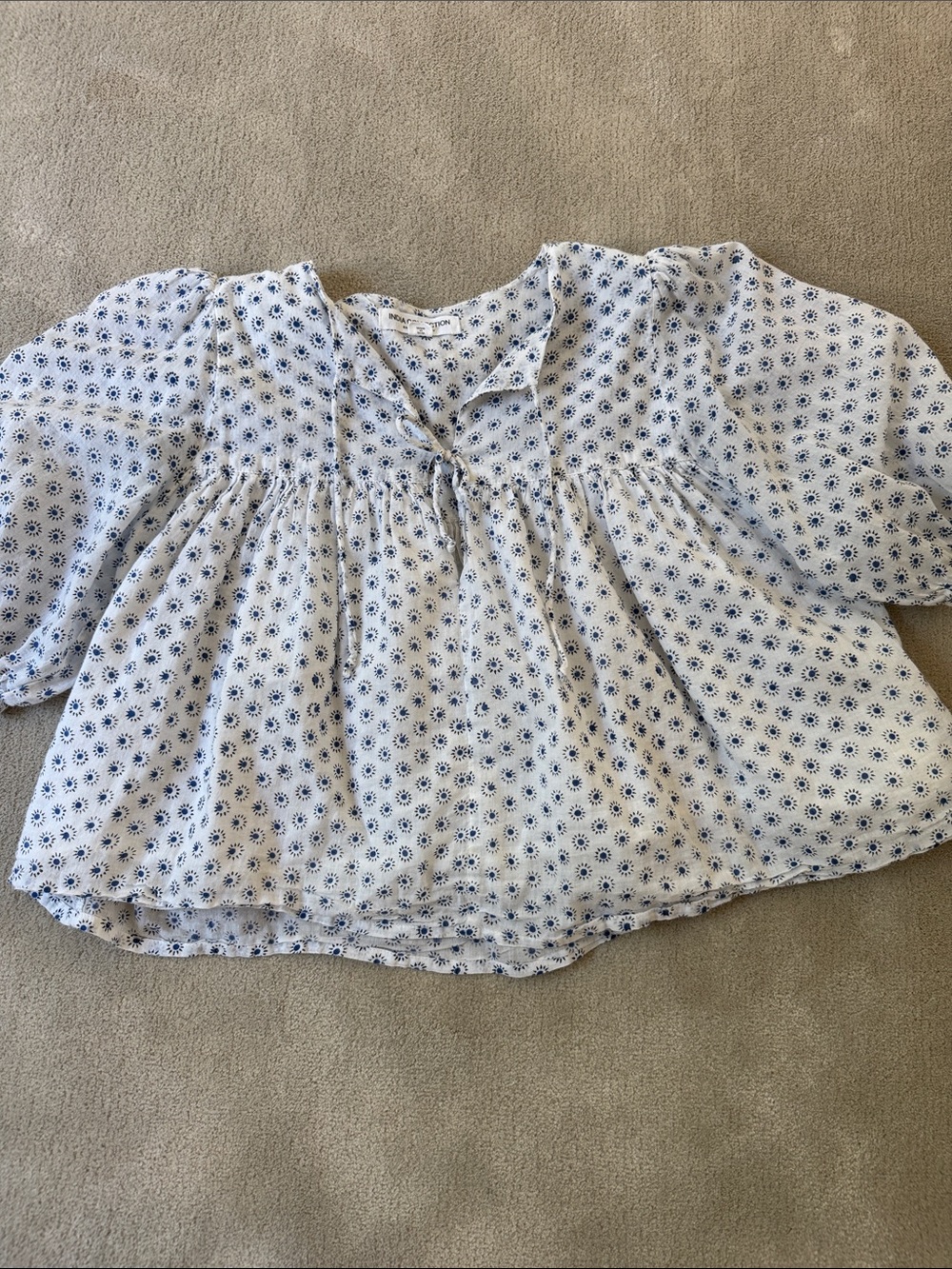 Emerson Fry White Top with Blue Floral Print